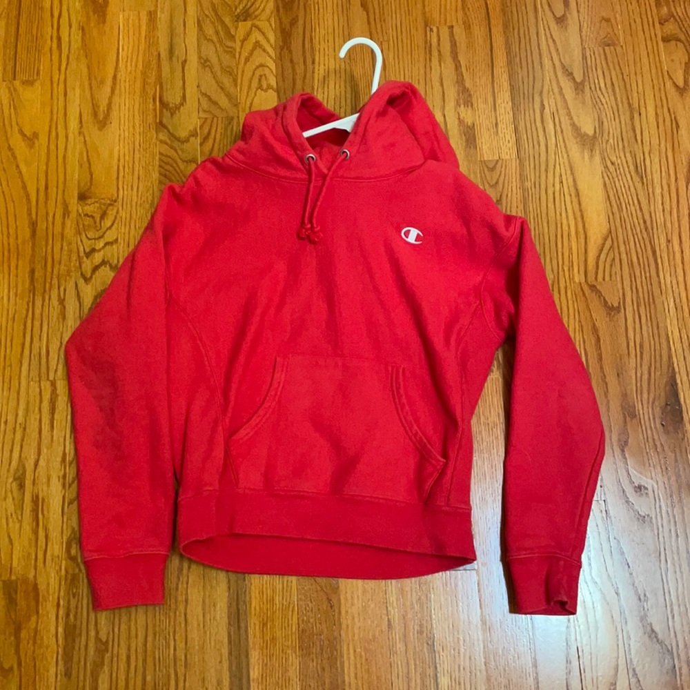 Champion Reverse Weave Red Hoodie Womens Size Small